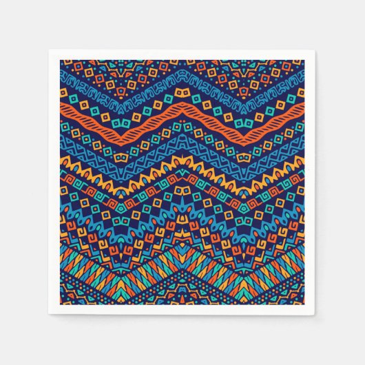 Afrikanische ethnische Muster Funkfarben Serviette (Vorderseite)