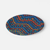 Afrikanische, ethnische Muster funkige Farben Pappteller (Schrägansicht)