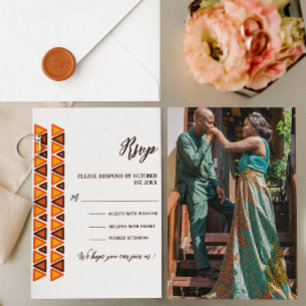 Afrikanische ethnische nahtlose Textur-Rand-Hochze RSVP Karte