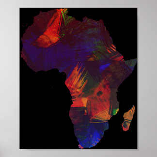 Afrikanische Farbenfrohe Afrika Kontinent Art Map Poster