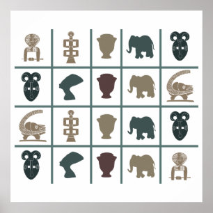 afrikanische farbige Symbole Poster