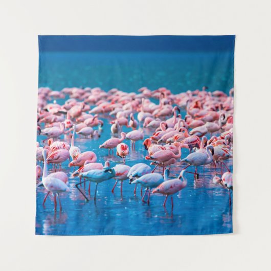 afrikanische Flamingos. Gruppe von Flamingos stehe Wandteppich (Vorderseite)