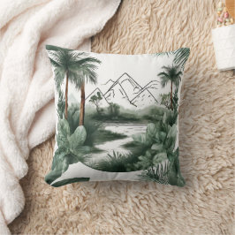 Afrikanische Flusslandschaft mit Bergen, Auqarell Kissen