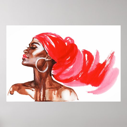 Afrikanische Frau, Aquarellbild, Mode Poster (Vorne)