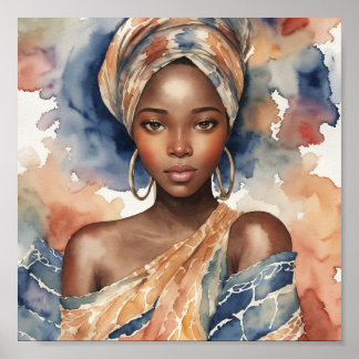Afrikanische Frau Aquarellbilder Poster