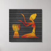 Afrikanische Frau auf Trommeln - Canvas Print Leinwanddruck (Vorderseite)