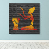 Afrikanische Frau auf Trommeln - Canvas Print Leinwanddruck (Insitu (Holzboden))