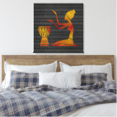 Afrikanische Frau auf Trommeln - Canvas Print Leinwanddruck (Insitu (Schlafzimmer))
