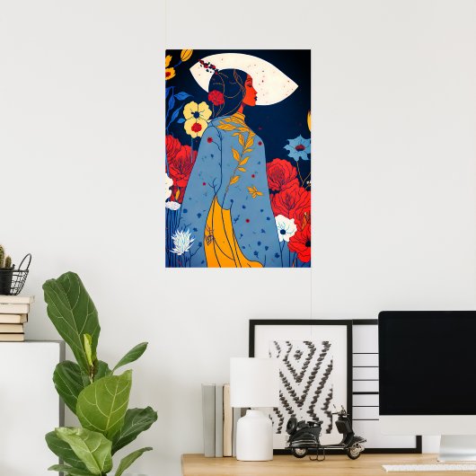 Afrikanische Frau Boho Art Poster (Heimbüro)