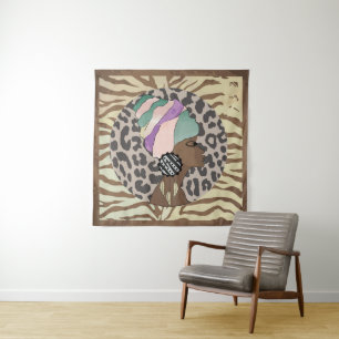 Afrikanische Frau Boho Kunstwerk Wandteppich