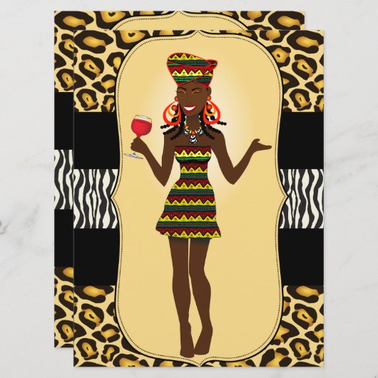 Afrikanische Frau BridalShower Bachelor Party Einladung (Vorne/Hinten)