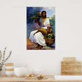 Afrikanische Frau in Kostümen mit Korb Poster (Küche)