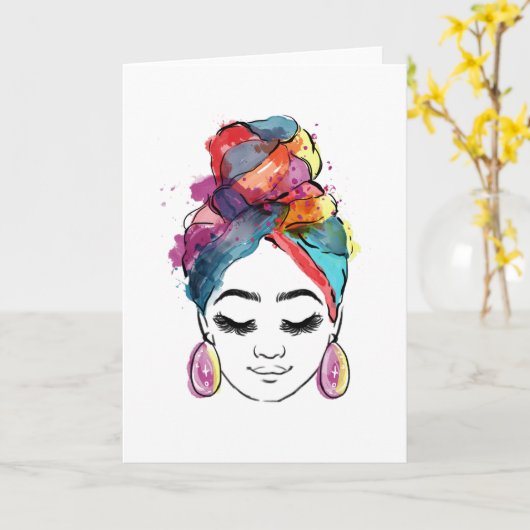 AFRIKANISCHE FRAU KARTE (Gelbe Blume)