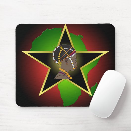 Afrikanische Frau Kontinent & Star Mousepad (Mit Mouse)
