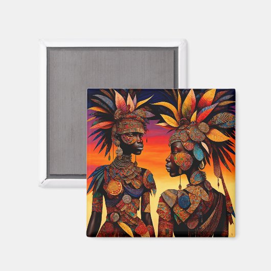 Afrikanische Frau Magnet (Vorderseite/Rückseite)