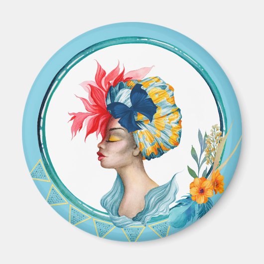 Afrikanische Frau Magnet Blue (Vorne)