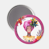 Afrikanische Frau Magnet Blue (Vorderseite/Rückseite)