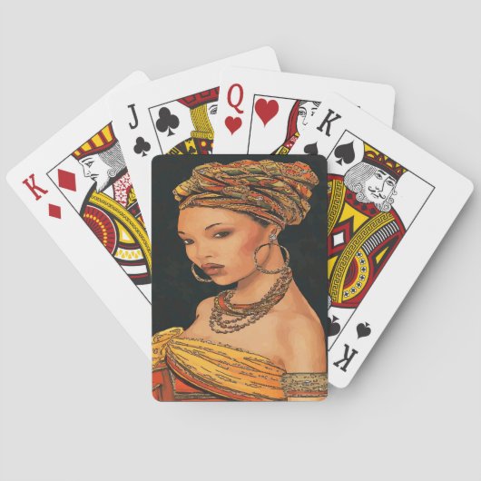 Afrikanische Frau, Marie Leveou, Vintager Stil Spielkarten (Rückseite)