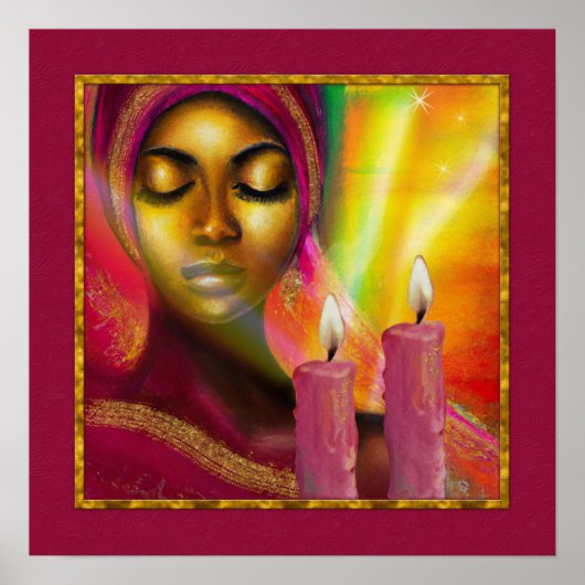 Afrikanische Frau mit Candles Modern Canvas Print Poster (Vorne)