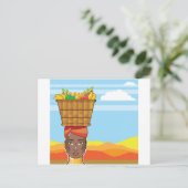 Afrikanische Frau mit einem Körbchen Futter Postkarte (Stehend Vorderseite)