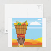 Afrikanische Frau mit einem Körbchen Futter Postkarte (Vorne/Hinten)