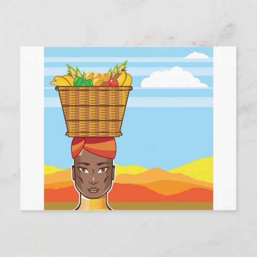 Afrikanische Frau mit einem Körbchen Futter Postkarte (Vorderseite)