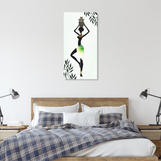 Afrikanische Frau mit Jug Silhouette 2 Canvas Prin Leinwanddruck (Insitu (Schlafzimmer))
