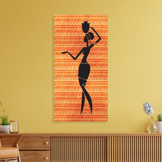 Afrikanische Frau mit Jug-Silhouette Leinwanddruck (Insitu (Wohnzimmer))