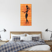 Afrikanische Frau mit Jug-Silhouette Leinwanddruck (Insitu (Schlafzimmer))