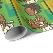 Afrikanische Frau mit Schüssel Mais Geschenkpapier (Rolleneckpunkt)