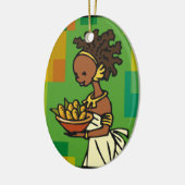 Afrikanische Frau mit Schüssel Mais Keramikornament (Links)