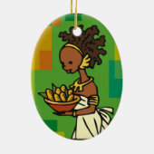 Afrikanische Frau mit Schüssel Mais Keramikornament (Hinten)