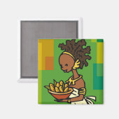 Afrikanische Frau mit Schüssel Mais Magnet (Vorderseite/Rückseite)