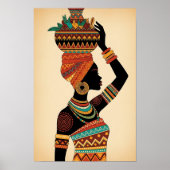 Afrikanische Frau mit Topf Stammeskunst Poster (Vorne)