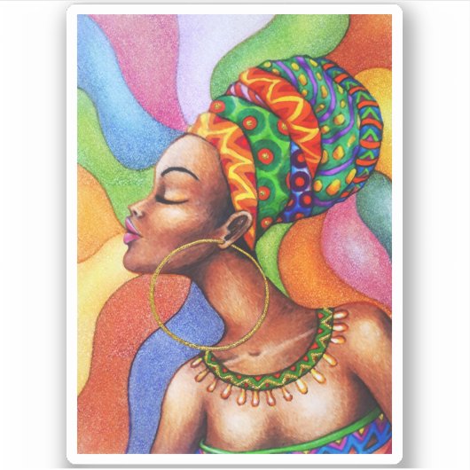 Afrikanische Frau mit traditionellem Wachs Aufkleber (Vorderseite)