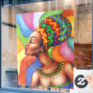 Afrikanische Frau mit traditionellem Wachs Fensteraufkleber
