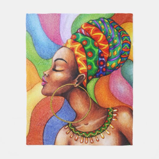 Afrikanische Frau mit traditionellem Wachs Fleecedecke (Vorderseite)