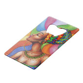 Afrikanische Frau mit traditionellem Wachs Geldbeutel Flaschenöffner (Rückseite Schrägansicht)