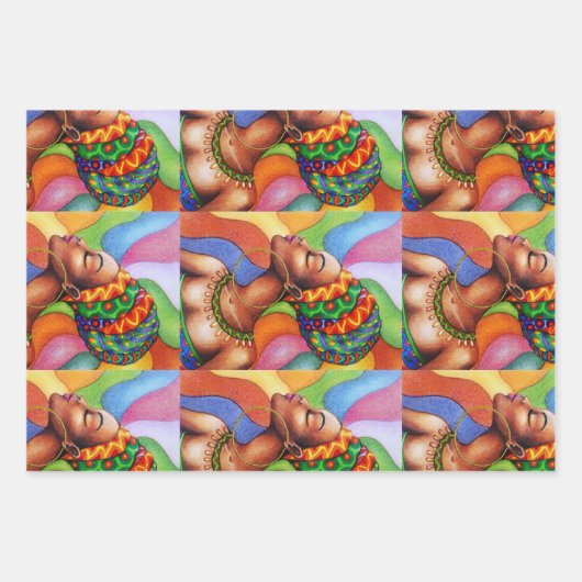 Afrikanische Frau mit traditionellem Wachs Geschenkpapier Set (Vorderseite 2)