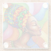 Afrikanische Frau mit traditionellem Wachs Glasuntersetzer (Rückseite)