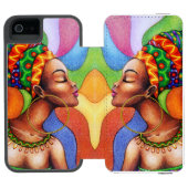 Afrikanische Frau mit traditionellem Wachs Incipio iPhone Geldbeutel-Hülle (Folio Geöffnet)