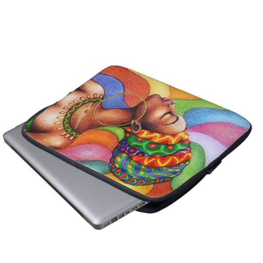 Afrikanische Frau mit traditionellem Wachs Laptopschutzhülle (Vorne Knopf)