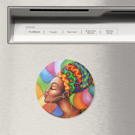 Afrikanische Frau mit traditionellem Wachs Magnet (In Situ (Geschirrspüler))