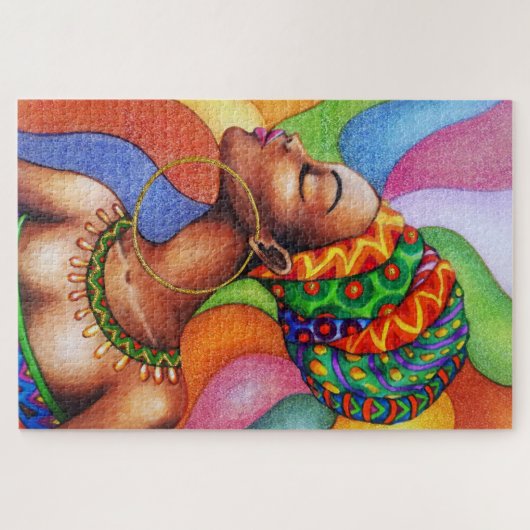 Afrikanische Frau mit traditionellem Wachs Puzzle (Horizontal)