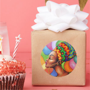 Afrikanische Frau mit traditionellem Wachs Runder Aufkleber