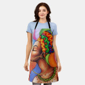 Afrikanische Frau mit traditionellem Wachs Schürze (Getragen)