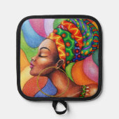 Afrikanische Frau mit traditionellem Wachs Topflappen (Vorderseite)