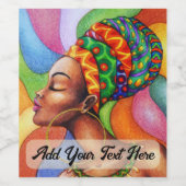 Afrikanische Frau mit traditionellem Wachs Weinetikett (Einzelnes Label)