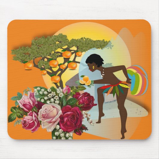 Afrikanische Frau Orange Blumenmouse Pad! Mousepad (Vorne)