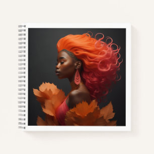 Afrikanische Frau orange Haare Notizblock